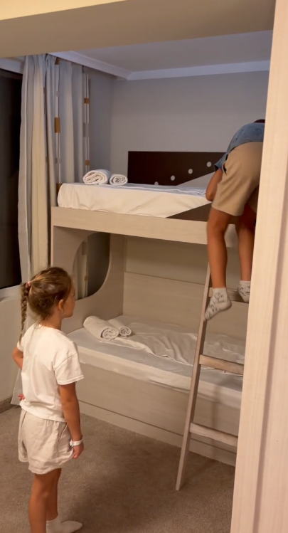 Kids bunk bed setup in a family room at DIT Evrika Beach Club