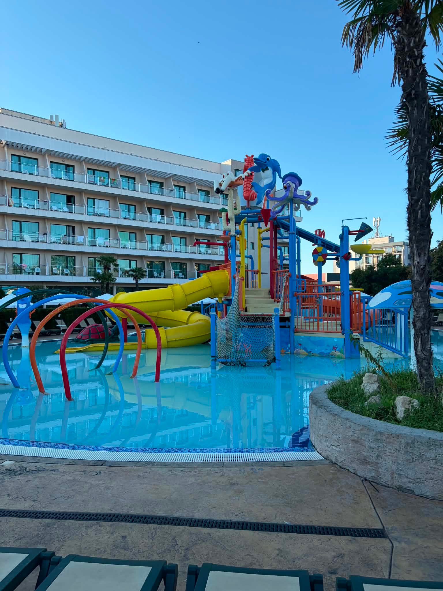 Waterpark and water slides at DIT Evrika Beach Club in Sunny Beach, Bulgaria