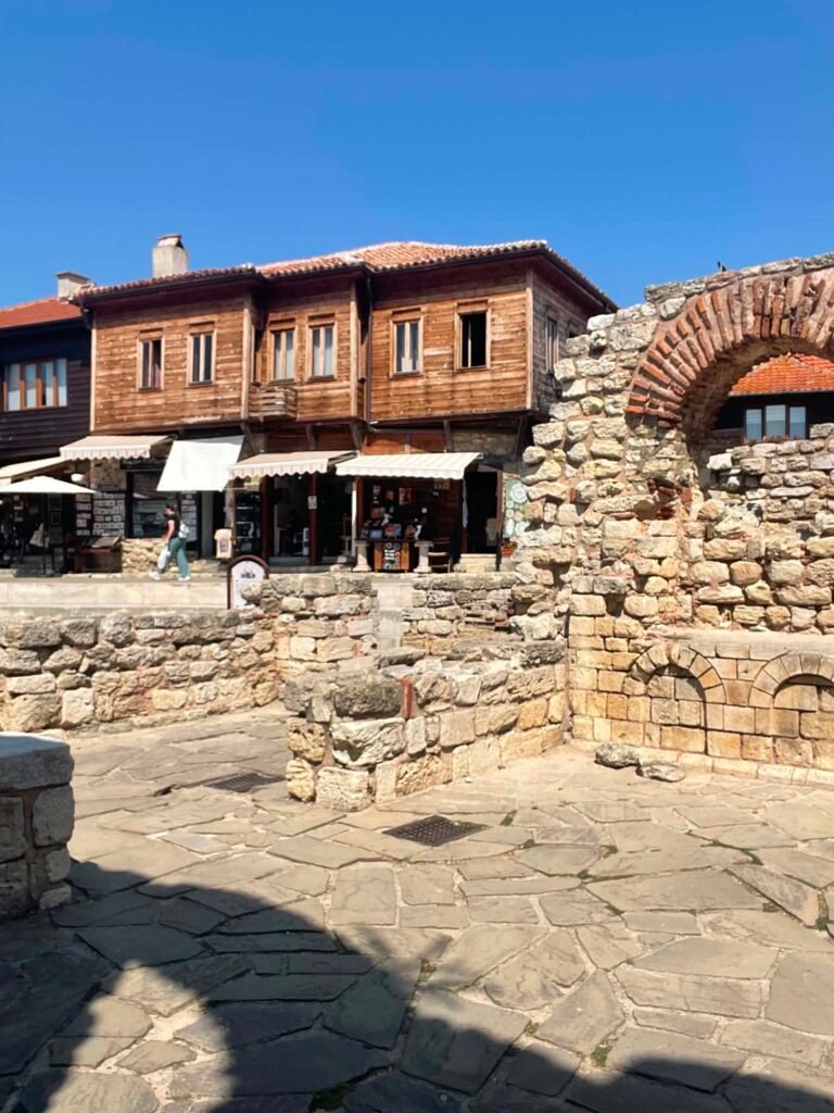 Historic old town streets and architecture in Nessebar, Bulgaria