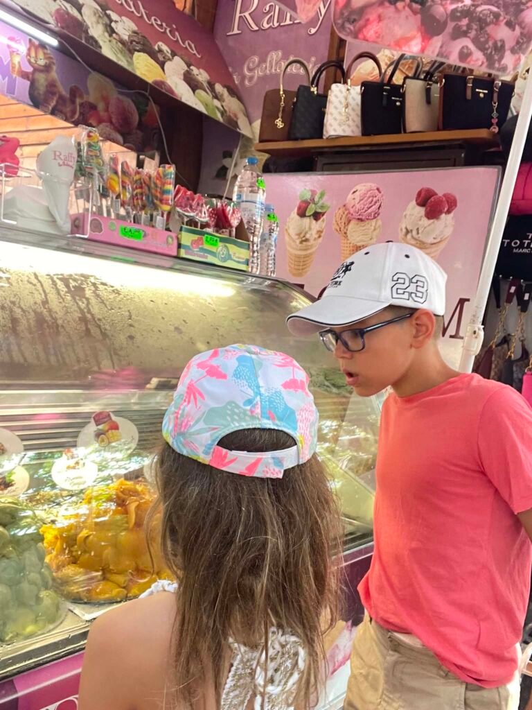 Ice cream stop in Nessebar with kids